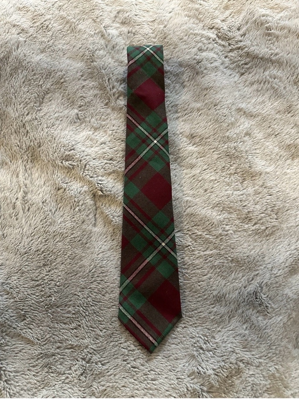 McGregor Vintage Green and Red Plaid Tie 100% New Wool Made In Scotland